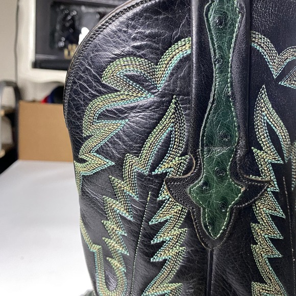Lucchese Classics Ostrich Exotic Full Quill Boots Green Men\'s 8D main image 6